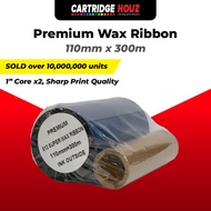 110mm x 300m Wax Barcode Ribbon for Thermal Transfer Printer Label Tag Printer Ribbon Barcode Label