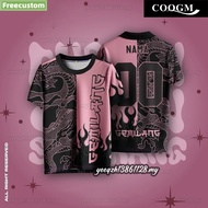 Custom Name and Number Black-pink Dragon Design Baru Jersey Flame Japanese Retro Collar Jersey Baju 
