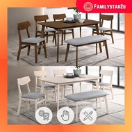 ️familystar2u - [ 1+4+Bench ] Scandinavian White Wash or Walnut Dining Set Meja Makan Furniture Dini