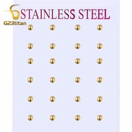 2-8mm Golden Ball Earrings Men Women Girls Minimalist Stainless Steel