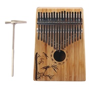 (BYTX) 17 Keys Kalimba Bamboo Thumb Piano Pattern Kalimba Professional Finger Piano with Tuner Hamme