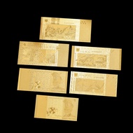 💖Hot Sale🎈 [Veli shy] 6Pcs Malaysia Gold Foil Banknote Ringgit Currency Note Collection Gift Souveni