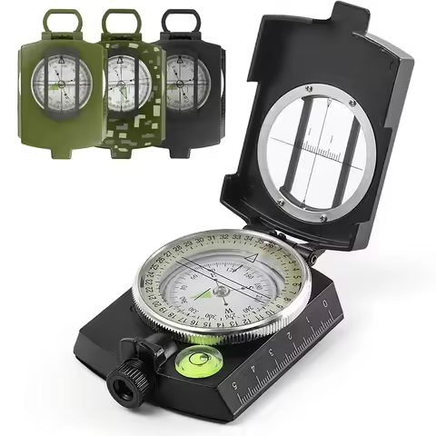 Tactical Survival Compass High Precision Professional Metal Sight Compass Luminous for Outdoor Hikin