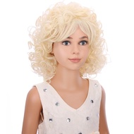 Long Curly Blonde Wig for Kids Girls Light Blonde Wig Shoulder Length Blonde Synthetic Wig with Wig 