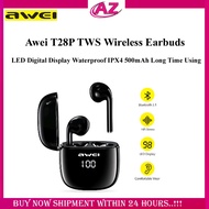 Awei TWS Earbuds T28P Bluetooth Earphones With LED Digital Display Waterproof IPX4 500mAh Long Time Using