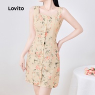 (New) Lovito Boho Dress Button Front Spring/summer Dress for Women L142ED273