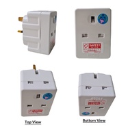3 Way Electrical Plug Multi Adapter Singapore Safety Marked (2 Pin Plug Compatible)
