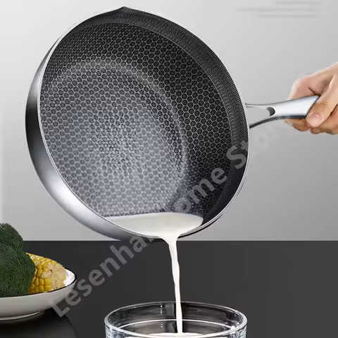410 Stainless Steel Honeycomb Frying Pan Steak Cooking Non-Stick Pan Induction Cooker Universal Kitc