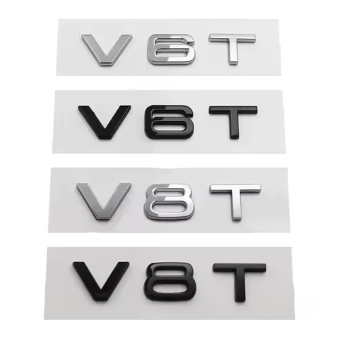 3D ABS V6T V8T Logo Car Rear Boot Trunk Side Fender Car Emblem Badge Sticker Decals For Audi A4L A5 