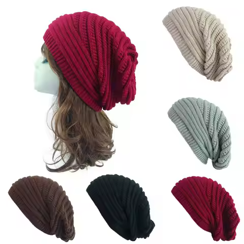 Outdoor Slouchy Crochet Ski Cap Baggy Knitted Hat Beanie Hat