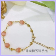 ◳ ㍿ Glass Colored Gem feng shui Lucky Charm Bracelet  Stainless Steel Non-fading Anti-allergic free