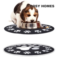 COSY HOMES Dog Food Mat- Absorbent Pet Food Mat- Paw print round Shaped- Quick Dry Dog Feeding Mat - No Stains Placemat Pet Supplies Dog Mat for Food and Water