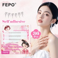 FEPO 6 Rows Self Adhesive False Lower Eyelashes Do Not Need Glue Transparent Root 5mm