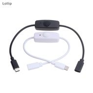 Lollip USB Type C With ON/OFF Switch Power Button 30CM Charging Extension Cable Universal Type-C Extension Cable SG