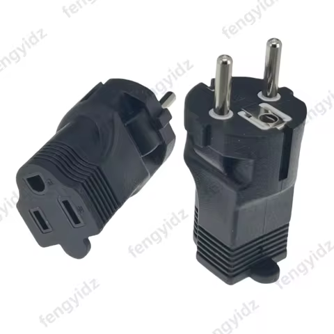 Germany France CEE 7/7 Travel Power Plug Adapter (Type C) USA NEMA 5-15R Receptacle To EU Schuko Pow