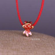 Hard Pure Silver Ponyo Painted Goldfish Accessories Bracelet Silver Spacer Beads Beads 999 Red Strin