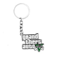 [Pendant]Surrounding the game GTA5Logo Text Shape Alloy Keychain Key Ring Pendant Accessory Small Gi
