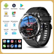 Google Play 1.39-inch 4G Network SIM Card Smart Watch Dual Camera GPS WIFI NFC Red 64G-ROM IP67 Men
