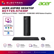 Acer Aspire XC1725-57430F-W11PRO Desktop PC Black (R5-7430U, 16GB, 512GB SSD, ATI, W11P)