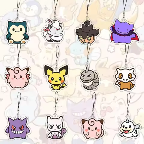Gengar Mewtwo Anime Game Bag KeyChain Wigglytuff Snorlax Hisuian Zoroark Pumpkaboo Ditto Jigglypuff 