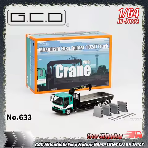 New 1:64 Gcd Mitsubishi Boom Truck Fuso Fighter Boom Lifter Crane Truck Transport Vehicle Alloy Die-