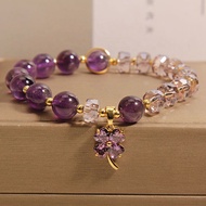 hotsale Natural Amethyst Bracelet For Women Ins Niche Light Luxury High-end Four-leaf Clover Pendant