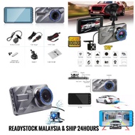 READYSTOCK Dash Cam Dual Lens Car DVR Camera HD 1080P 4"IPS Front + Rear Night Vision Dashcam peraka