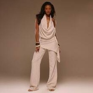 กระโปรงลายทางและกางเกงขายาวทรงตรง สำหรับฤดูใบไม้ผลิ ฤดูร้อน วันหยุดพักผ่อน ชายหาด สง่างาม เทศกาล Ibi