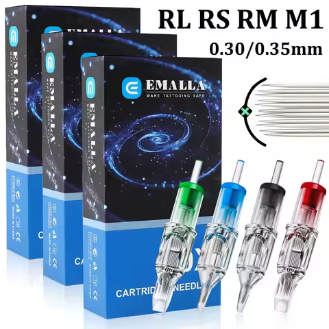 60PCS Mixed RS RL RM M1 Tattoo Cartridge Needle EMALLA Tattoo Needle Liner Shader Safety Cartridges 