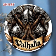 2D Flat Viking Helmet & Axes Metal Wall Art - Rustic Norse Valhalla Aluminum Sign, Vintage Wall Deco