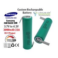 Rechargeable Battery 18650 Lithium Ion Battery 3.6V 4.2V 2000mAh 2.0Ah 22 Amp  1S1P With Spot Weldin