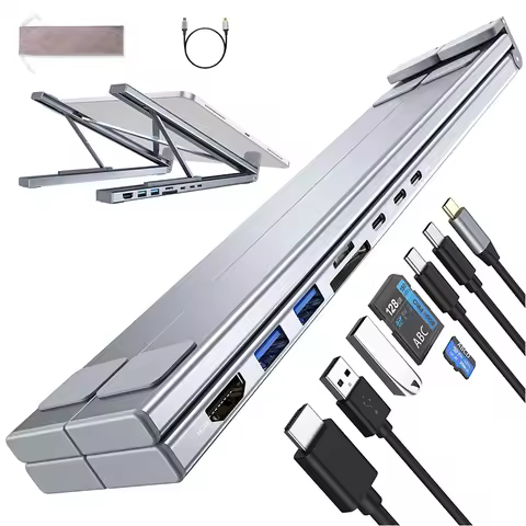 8 In 1 Laptop Stand USB C HUB Laptop Docking Station Support for MacBook Pro/Air/Dell/HP/Surface/Len