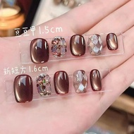 press on nails [Lava Black Clever] Autumn Winter Pure Handmade Wearing Nails Merad Color Short Style