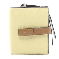 [二手，B級] LOEWE對折皮夾，淺黃色皮革，小巧拉鍊皮夾，女士款。