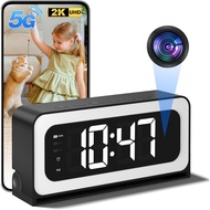 Clock Camera 2K,5G&2.4G WiFi Wireless Indoor Camera for Home Security,3 in 1 Nanny Cam with Alarm Tw