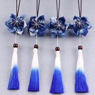 Yunnnan Dali Handmade Tie-Dye Blue Dye Fabric Flower Tassel Car Bag Hanging Ethnic Style Car Pendant