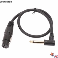 IWENNEYBU Balanced XLR Female to 1/4in Male 90 Degree Right Angle Cable, Plug and Play 0.5m/1.6ft 3P
