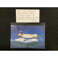 1980s-1990 Indonesia Used Postcard- Garuda Indonesia Boeing 747 Note: Some Creased Lines & Toned Spo
