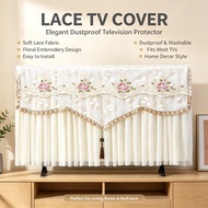 【In Stock】32-85 Inch Lace TV Cover | Polyester Double-Layer Floral Print | No Need to Remove Dust Pr