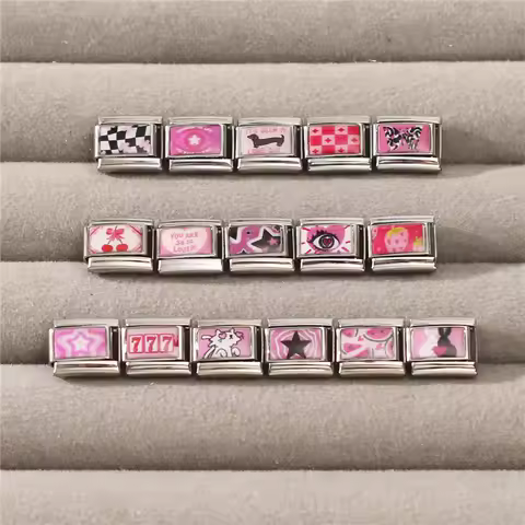 Fashion Pink Strawberry Rabbit Dog Star Butterfly Cherry NO.777 Italian Charm Links Fit 9MM Stainles