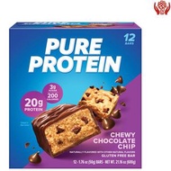 PURE PROTEIN - 高蛋白巧克力片純蛋白棒，1.76 盎司，12 包 [此日期前最佳 3日11月2024年 ]