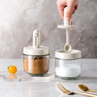 Premium Glass Spice Jar 300ml | Glass Seasoning Container with Spoon 300ml - Multipurpose Airtight S