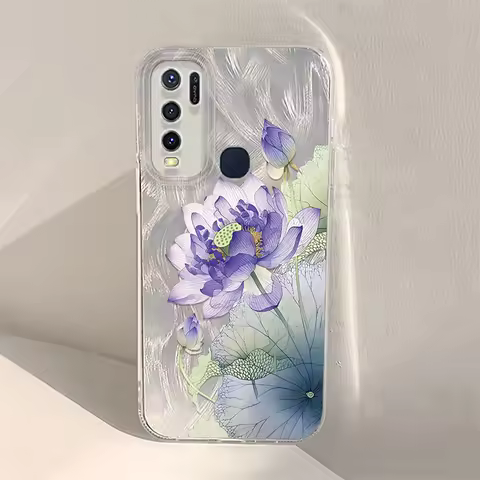 Beautiful Purple Flowers Case For Vivo Y50 Y36 Y35 Y33 Y31 Y30 Y28 Y27 Y22 Y21 Y20 IMD Feather Yarn 