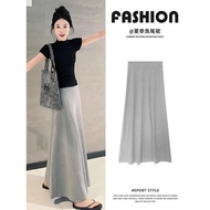 7735 Visit Customers🎉French Gray Fishtail Skirt Women Summer Thin Small a-Line Skirt High Waist Slim