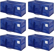 Pack of 6 87L Storage Bags, Heavy-Duty Moving Bags with Zip and Handle, Waterproof Moving Boxes, Lar