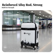 Combination Lock Graphic Print Suitcase Reinforced Telescopic Handle Trolley Case Lightweight Design