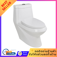 ชักโครก สุขภัณฑ์ 1 ชิ้น MOYA SN-T008 3/6 ลิตร สีขาว โถส้วม พร้อม แผ่นรองนั่งฝาชักโครก ในห้องน้ำ Toilet, sanitary ware, 1 piece, MOYA SN-T008, 3/6 liter, white, toilet with toilet seat cover, in the bathroom.