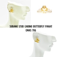MYDORA EMAS 916 Subang Stud Earing Butterfly Pahat l EMAS 916/22K