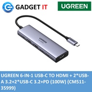 UGREEN 6-IN-1 USB-C TO HDMI + 2*USB-A 3.2+2*USB-C 3.2+PD (100W) (CM511-35999)