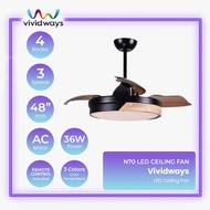 K2 VIVIDWAYS CEILING FAN N70 LED LIGHT 3 COLOURS